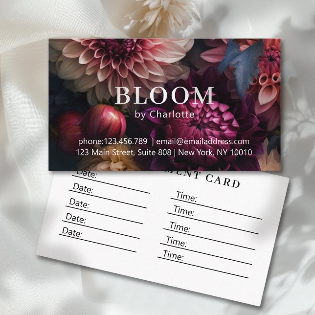 Cartão De Horário Salão de Flores Moderno (Modern Flower Salon Appointment Card)