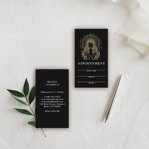 Cartão De Horário Salon Makeup Hair Unhas Mystic Tarot Dourado Black