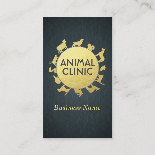 Cartão De Horário Sanitário Animal Clínico Pet Care Sitter Dourado A (Frente)