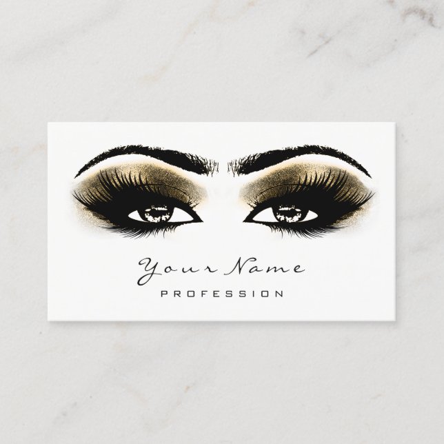 Cartão De Horário Sepia Dourada Maquiagem Da Litter Arrasta Pisca Ne (Frente)