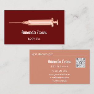 Cartão De Horário Seringa Cosmetóloga Botox Injetável Rosa Burgund