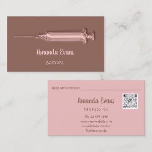 Cartão De Horário Seringa Cosmetologista Injeções de Botox Rosa Br