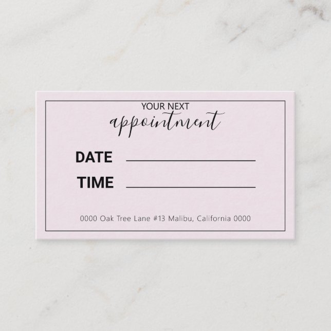 Cartão De Horário Seu Próximo Compromisso Pastel Purple (Frente)