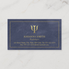 Cartão De Horário Símbolo Psi Psicólogo Quadro Canvas Ouro Azul