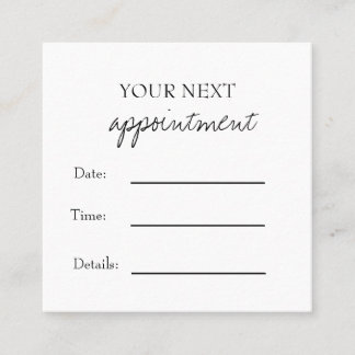 Cartão De Horário Simple Elegant Black & White Appointment Card