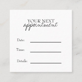 Cartão De Horário Simple Elegant Black & White Appointment Card