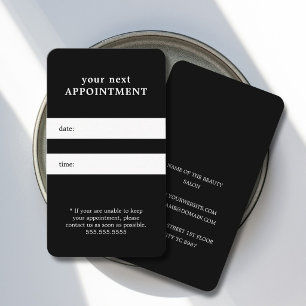 Cartão De Horário Simples Elegância Preto Branco Compromisso de Bele