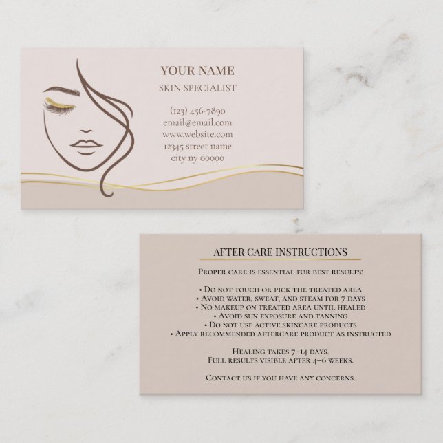 Cartão De Horário Skincare & Beauty After care Card (Frente/Verso)