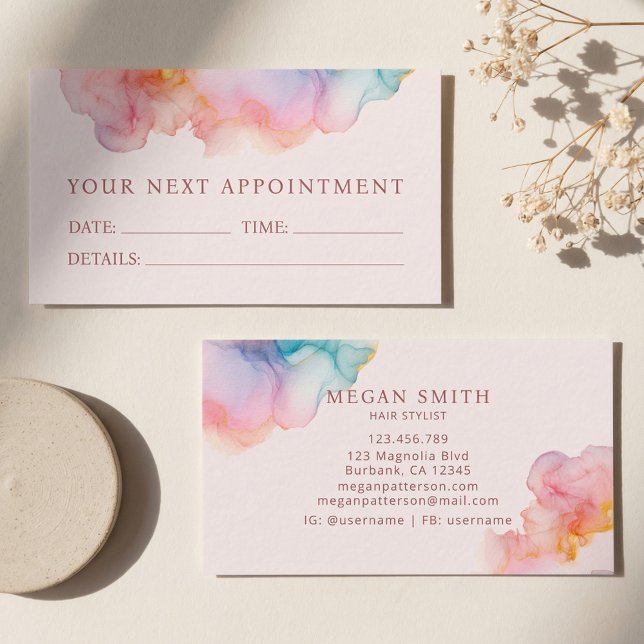 Cartão De Horário Soft Blush Ink Modern Appointment Card (Criador carregado)