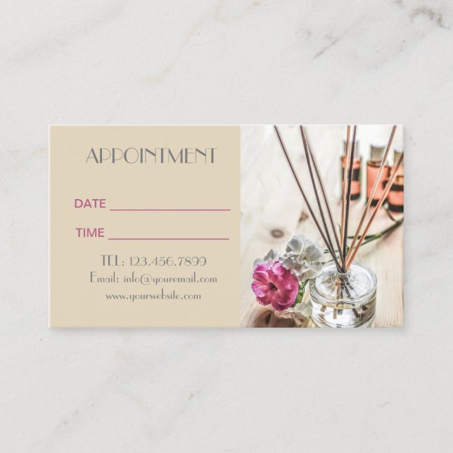 Cartão De Horário SPA: Massagem Essencial de Petróleo Nomeação de Ar (Frente)