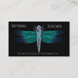 Cartão De Horário Tarot Reading Dragon Fly Na moda Aqua Cores