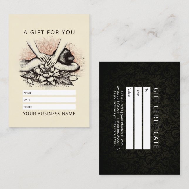 Cartão De Horário Terapêutica de Massagem Terapia Mãos Energia Spa B (Frente/Verso)