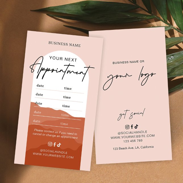Cartão De Horário Terracotta Boho Arch Logo Nails Hair Spa Salon (Criador carregado)