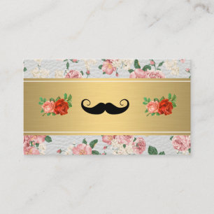 Cartão De Horário Teste padrão floral da nomeação do bigode
