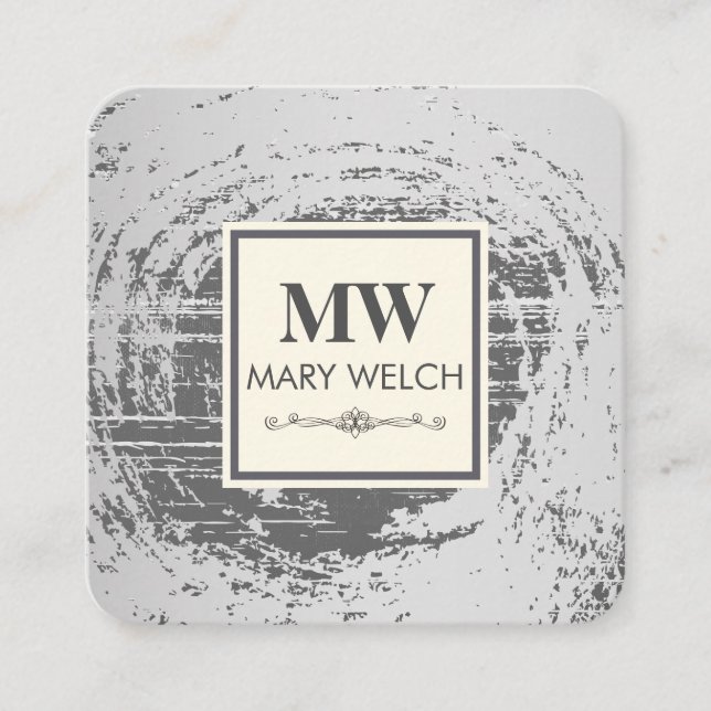 Cartão De Horário Textura Rústica do Monograma (Frente)