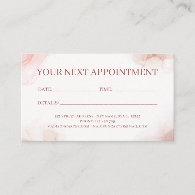 Cartão De Horário Tinta alcoólica de aquarela líquida (Frente)