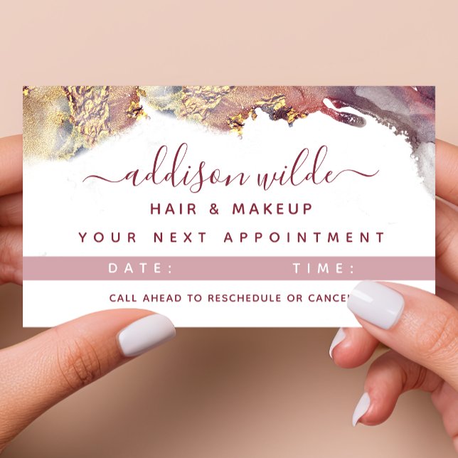 Cartão De Horário Tinta De Aquarela Líquida De Arte Moderna Roxa E D (Criador carregado)