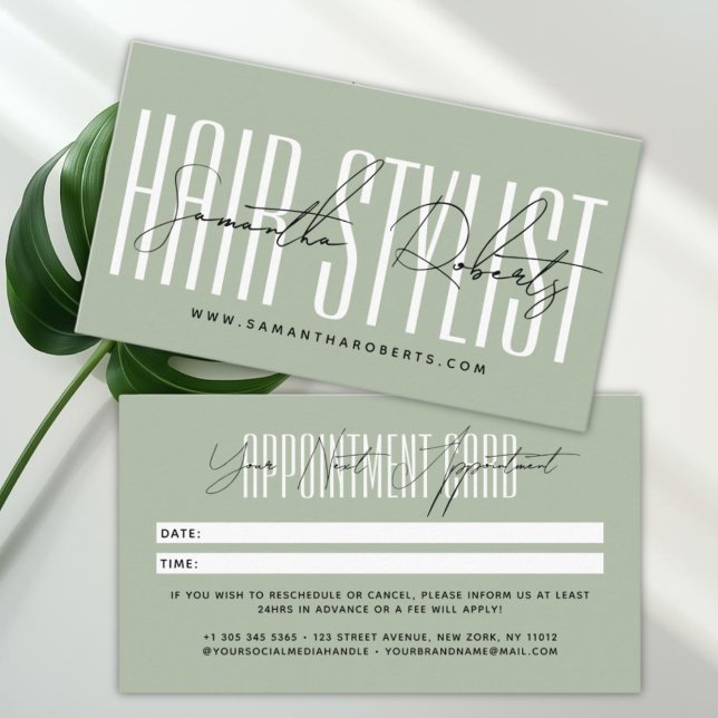 Cartão De Horário Tipografia de script de estilista de cabelo modern (Criador carregado)