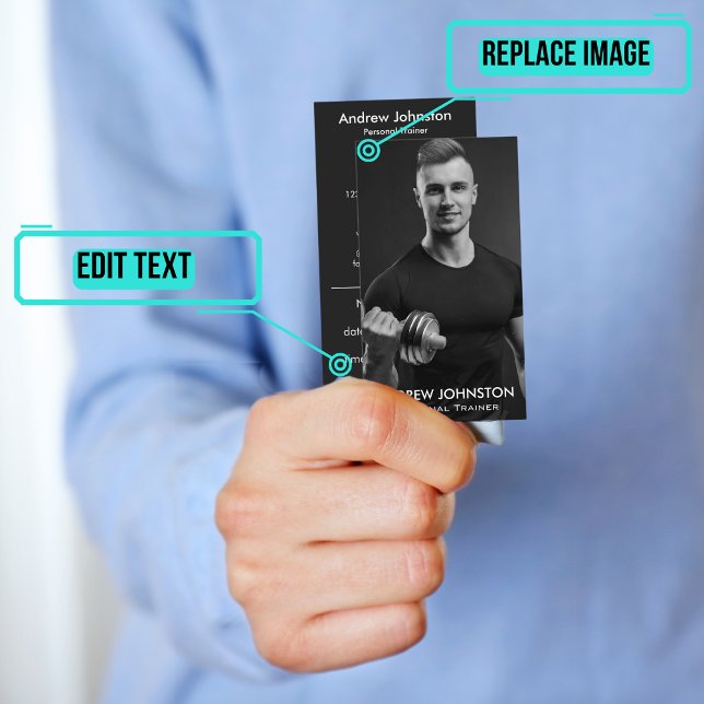 Cartão De Horário Treinador pessoal ou treinador preto e branco (Please enjoy our business card)