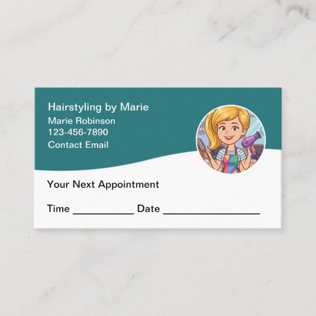 Cartão De Horário Trendy Hairstylist Appointment Cards (Frente)