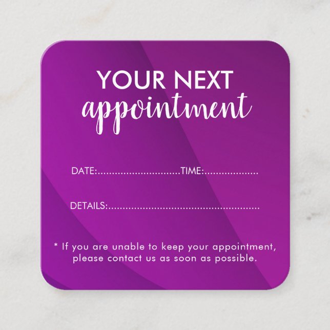 Cartão De Horário Trendy Modern Salon Appointment Reminder Card (Frente)