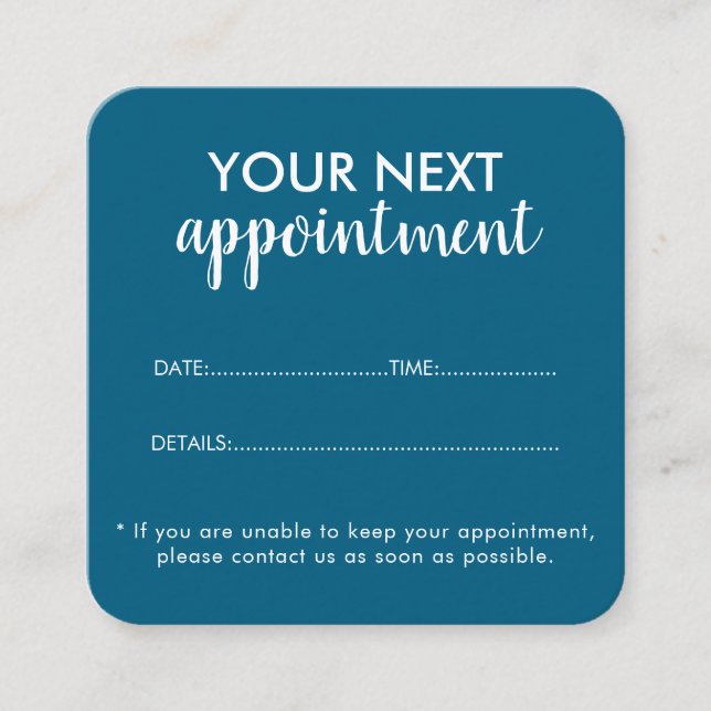 Cartão De Horário Trendy Modern Salon Appointment Reminder Card (Frente)