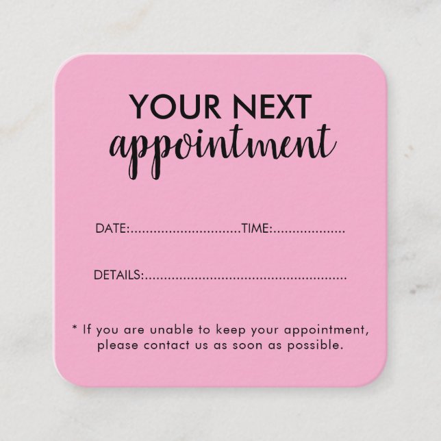 Cartão De Horário Trendy Modern Salon Appointment Reminder Card (Frente)