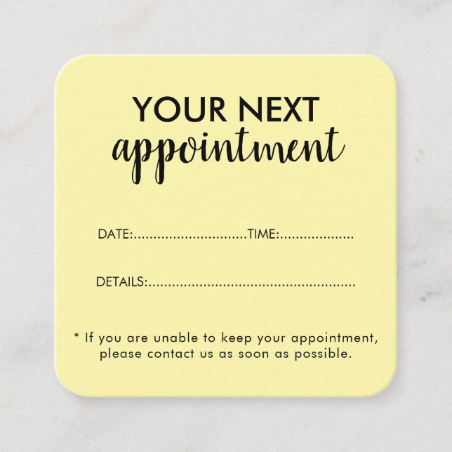 Cartão De Horário Trendy Modern Salon Appointment Reminder Card (Frente)