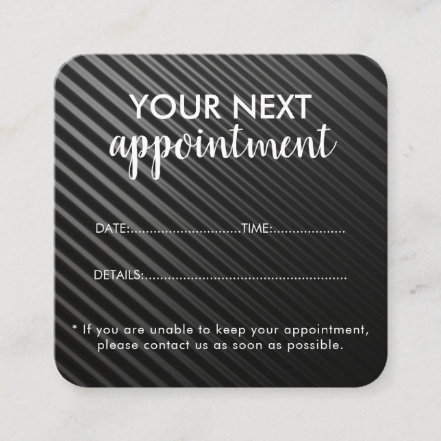 Cartão De Horário Trendy Modern Salon Appointment Reminder Card (Frente)
