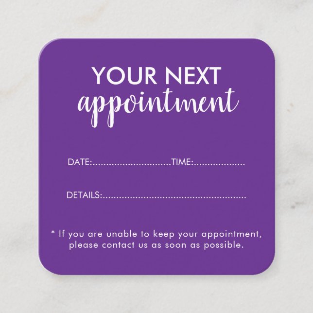 Cartão De Horário Trendy Modern Salon Appointment Reminder Card (Frente)