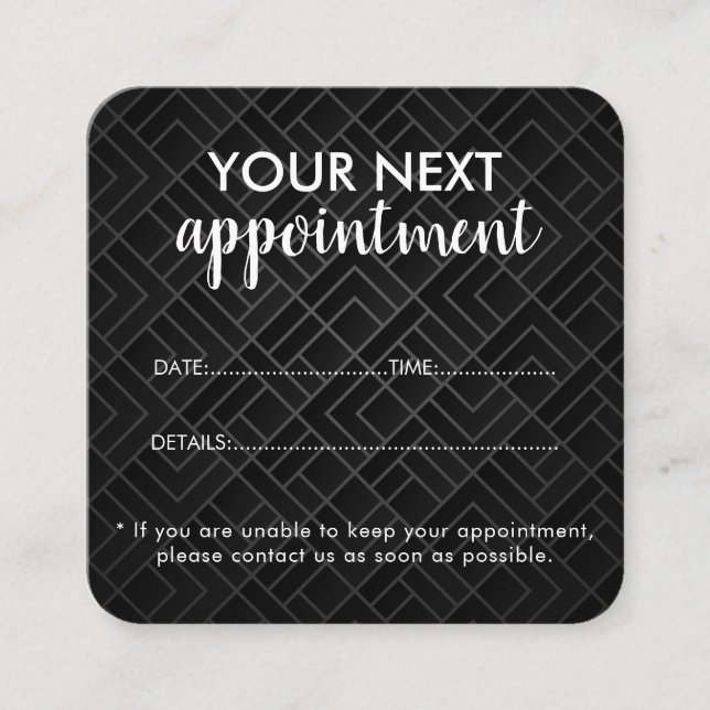 Cartão De Horário Trendy Modern Salon Appointment Reminder Card (Frente)