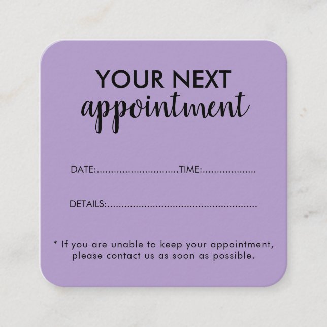 Cartão De Horário Trendy Modern Salon Appointment Reminder Card (Frente)