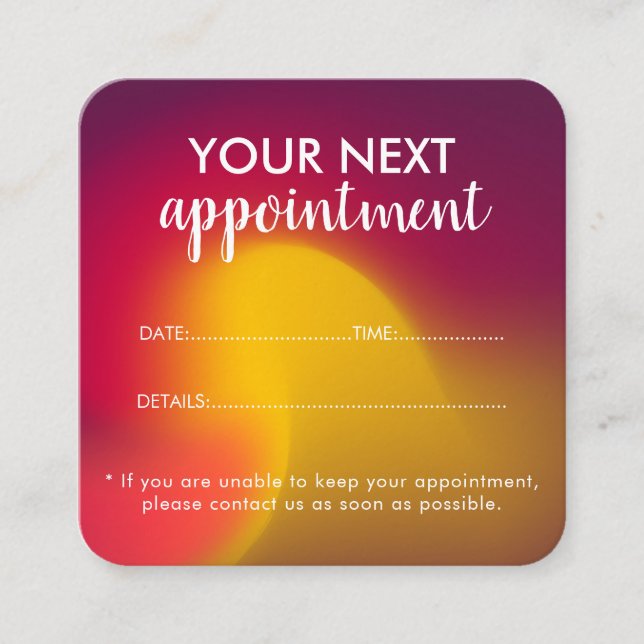 Cartão De Horário Trendy Modern Salon Appointment Reminder Card (Frente)