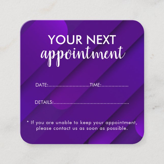 Cartão De Horário Trendy Modern Salon Appointment Reminder Card (Frente)