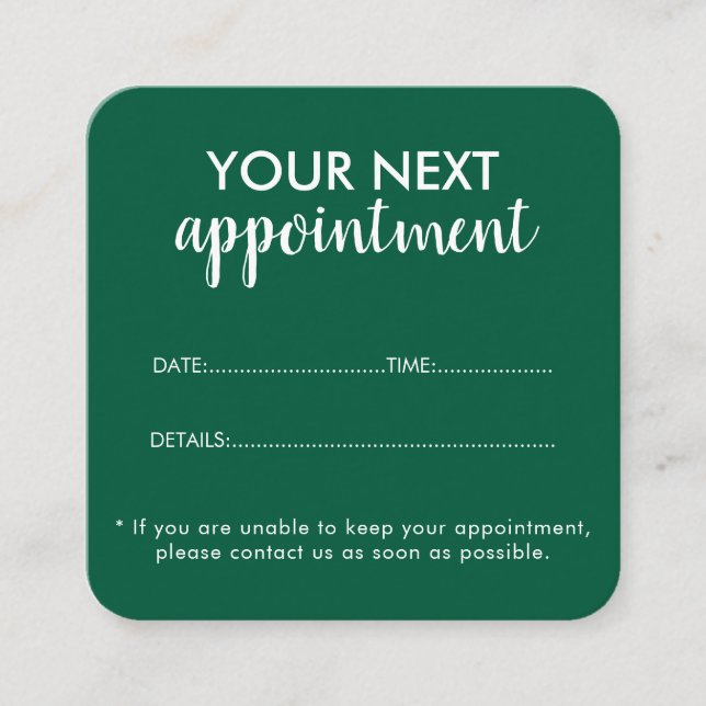 Cartão De Horário Trendy Modern Salon Appointment Reminder Card (Frente)