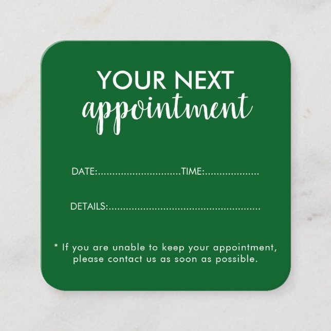 Cartão De Horário Trendy Modern Salon Appointment Reminder Card (Frente)