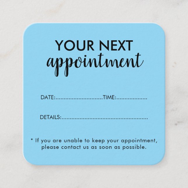 Cartão De Horário Trendy Modern Salon Appointment Reminder Card (Frente)
