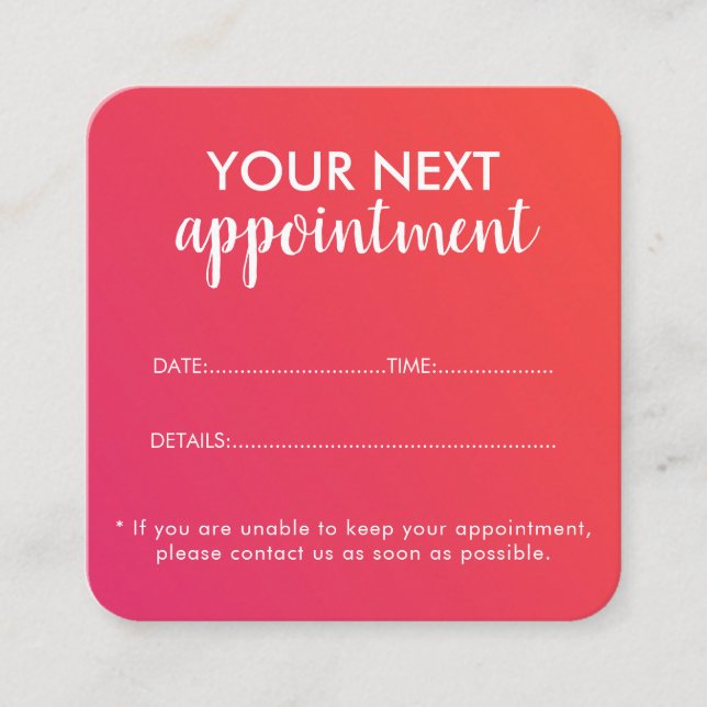 Cartão De Horário Trendy Modern Salon Appointment Reminder Card (Frente)