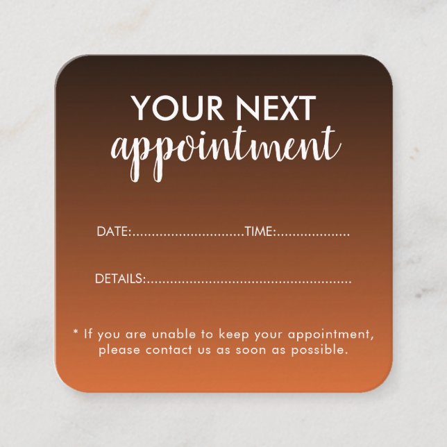 Cartão De Horário Trendy Modern Salon Appointment Reminder Card (Frente)