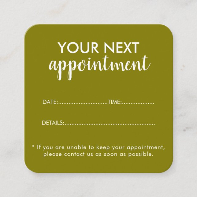 Cartão De Horário Trendy Modern Salon Appointment Reminder Card (Frente)