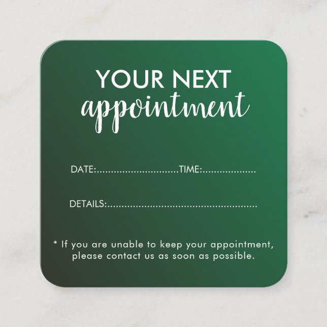 Cartão De Horário Trendy Modern Salon Appointment Reminder Card (Frente)