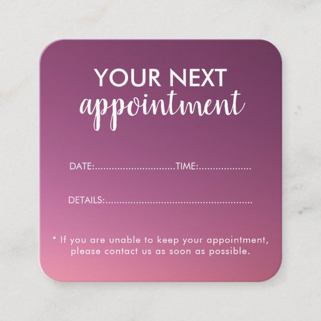 Cartão De Horário Trendy Modern Salon Appointment Reminder Card (Frente)