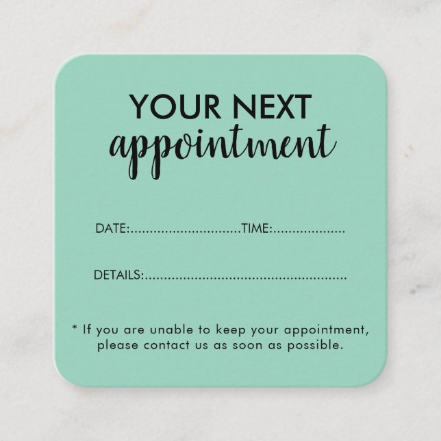 Cartão De Horário Trendy Modern Salon Appointment Reminder Card (Frente)