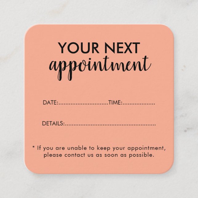 Cartão De Horário Trendy Modern Salon Appointment Reminder Card (Frente)