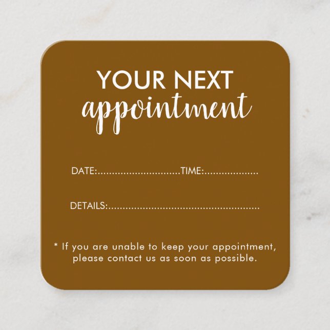 Cartão De Horário Trendy Modern Salon Appointment Reminder Card (Frente)