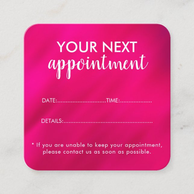 Cartão De Horário Trendy Modern Salon Appointment Reminder Card (Frente)