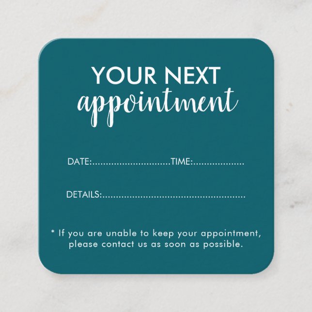 Cartão De Horário Trendy Modern Salon Appointment Reminder Card (Frente)