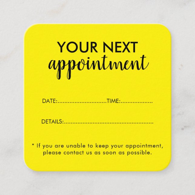 Cartão De Horário Trendy Modern Salon Appointment Reminder Card (Frente)