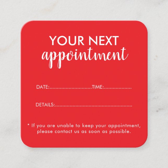 Cartão De Horário Trendy Modern Salon Appointment Reminder Card (Frente)