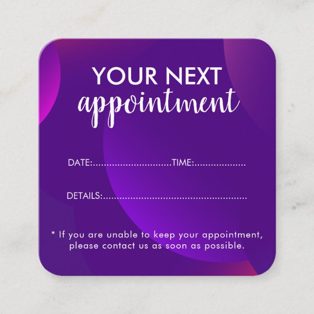 Cartão De Horário Trendy Modern Salon Appointment Reminder Card (Frente)